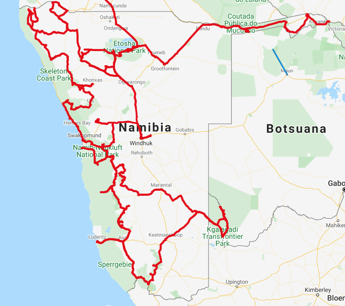 Namibia road trip map 60 photos - Guidebookbali.com